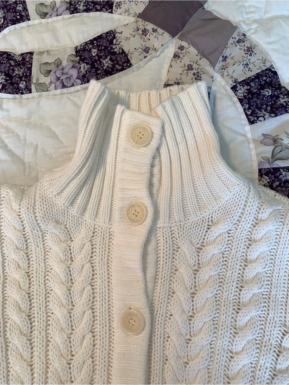 St. John's Bay Cream Cable-Knit Button Cardigan - Picture 2 of 13